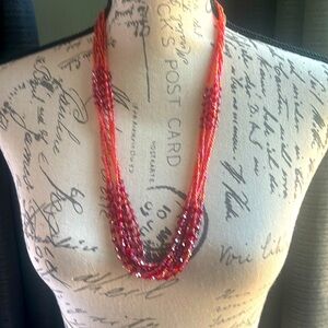 Sophisticated Red Multi-Strand Necklace